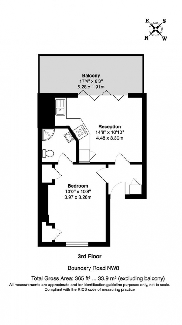 Floor Plan for 1 Bedroom Apartment for Sale in Boundary Road, St Johns Wood, NW8, NW8, 0RH -  &pound375,000