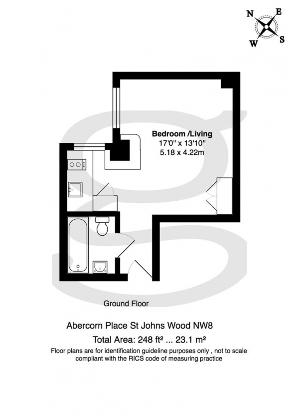 Floor Plan Image for Studio for Sale in Abercorn Place, St John's Wood, NW8