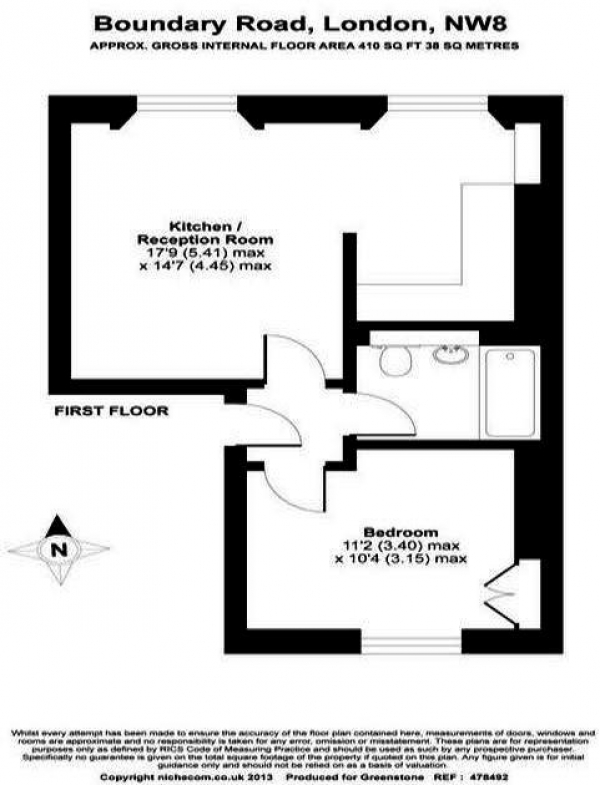 Floor Plan Image for 1 Bedroom Apartment to Rent in Boundary Road, St Johns Wood, NW8