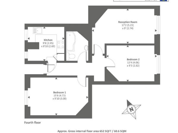 Floor Plan for 2 Bedroom Apartment to Rent in Grove End Road, St John's Wood, NW8, NW8, 9HP - £588 pw | £2550 pcm