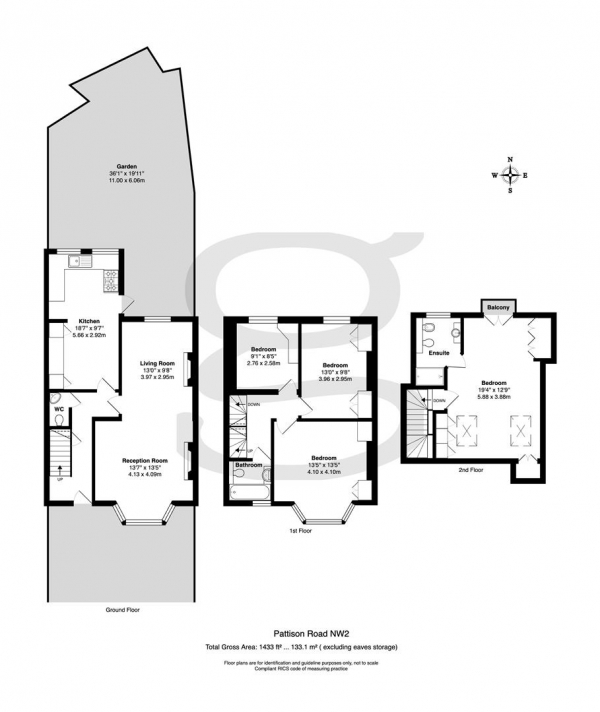 Floor Plan Image for 4 Bedroom Property for Sale in Pattison Road, Hampstead, NW2