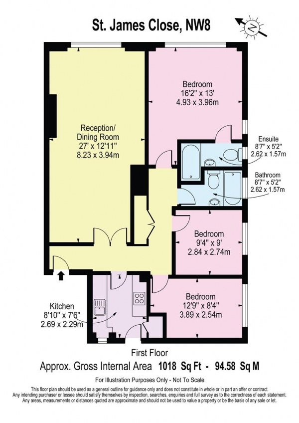 Floor Plan Image for 3 Bedroom Apartment for Sale in Prince Albert Road, St Johns Wood NW8