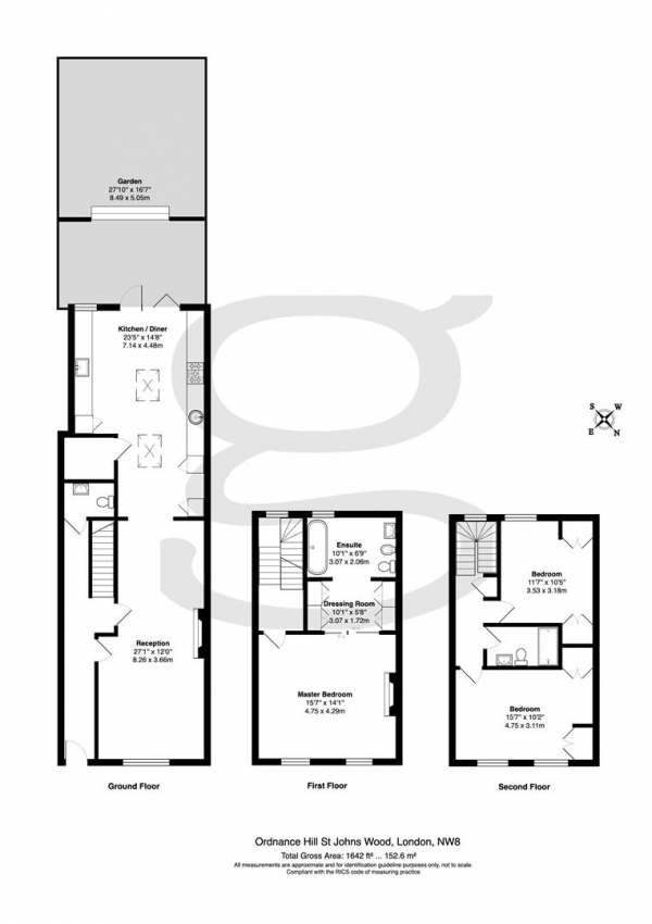 Floor Plan Image for 3 Bedroom Property to Rent in Ordnance Hill, St Johns Wood, NW8