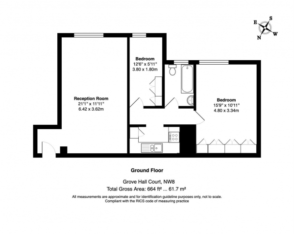 Floor Plan for 2 Bedroom Apartment for Sale in Hall Road, St John's Wood, NW8, NW8, 9NX - Guide Price &pound700,000