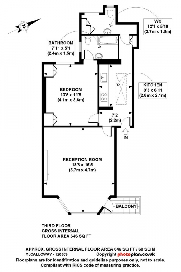 Floor Plan Image for 1 Bedroom Apartment for Sale in Belgrave Gardens, St John's Wood NW8