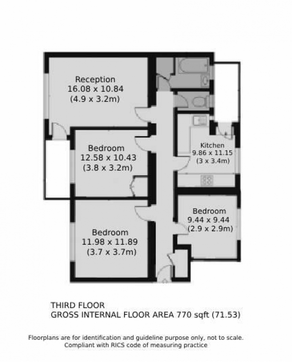 Floor Plan Image for 3 Bedroom Apartment for Sale in Boundary Road, St Johns Wood, NW8