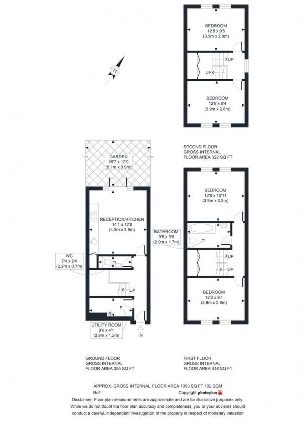 Floor Plan Image for 4 Bedroom Apartment to Rent in Brondesbury Park, London, NW6