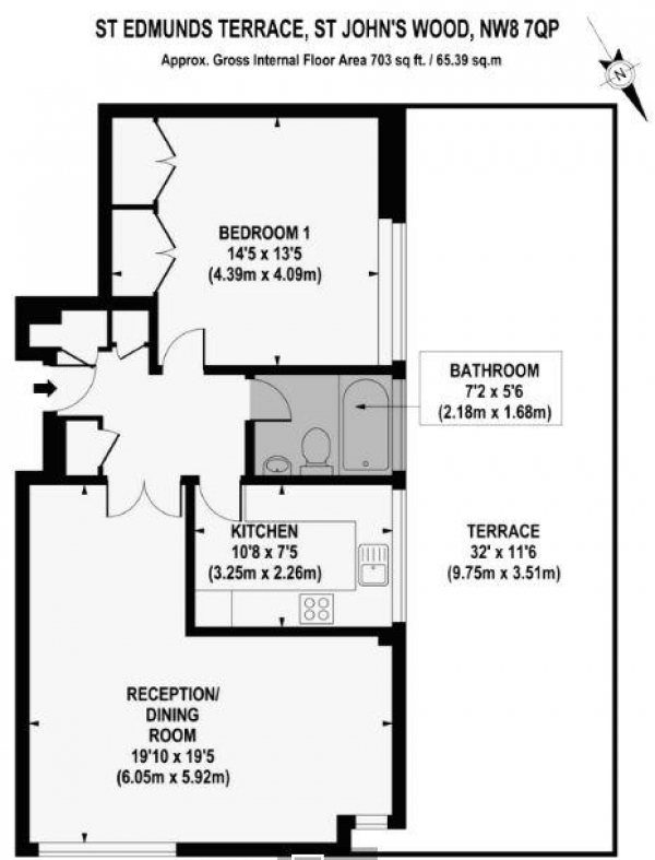 Floor Plan for 1 Bedroom Apartment for Sale in St. Edmunds Terrace, St Johns Wood, NW8, NW8, 7QP -  &pound825,000