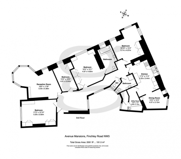 Floor Plan Image for 4 Bedroom Apartment for Sale in Avenue Mansions, Hampstead NW3