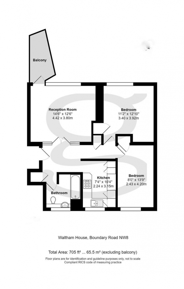 Floor Plan Image for 2 Bedroom Apartment for Sale in Boundary Road, St Johns Wood, NW8