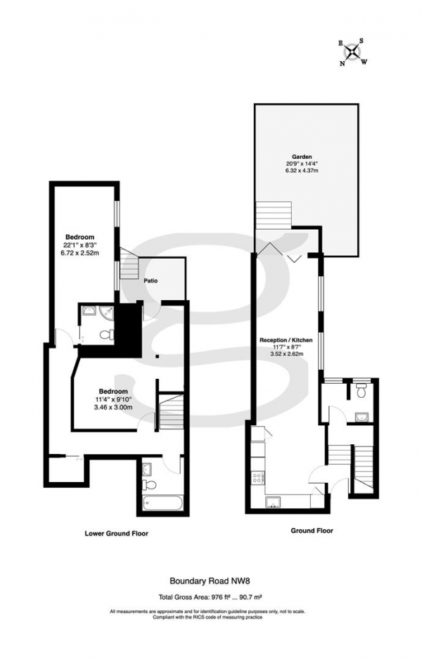 Floor Plan Image for 2 Bedroom Apartment to Rent in Garden Apartment, St John's Wood, NW8