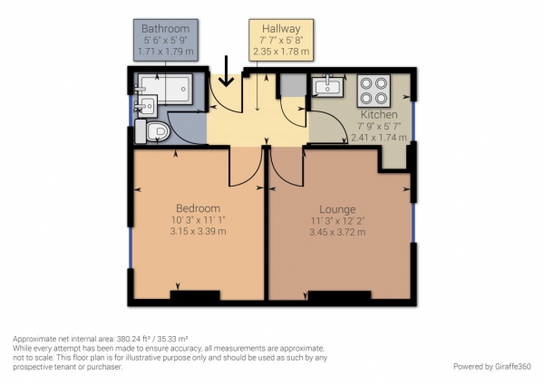 Floor Plan Image for 1 Bedroom Flat to Rent in Underdown Road, Southwick, BN42 4HL