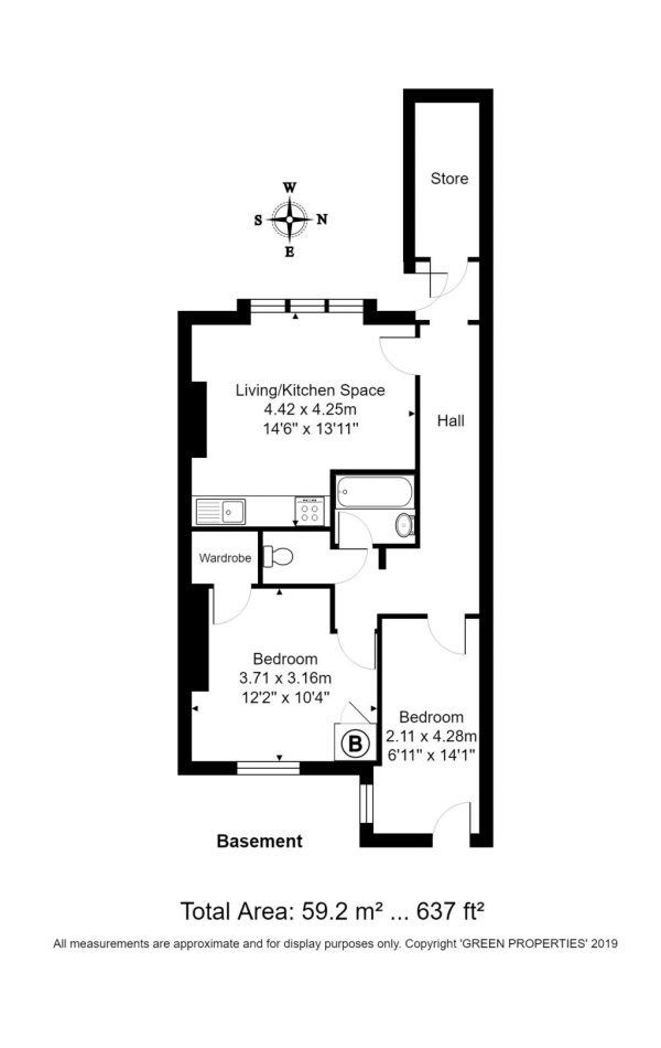 Floor Plan Image for 2 Bedroom Flat to Rent in Goldstone Villas, Hove BN3 3RW