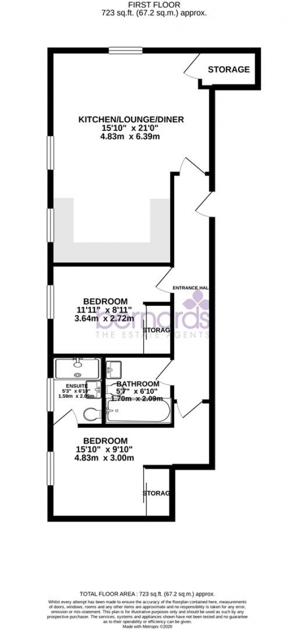 Floor Plan for 2 Bedroom Flat for Sale in High Street, Cosham,, PO6, 3AJ - From &pound165,000