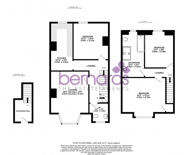 Floor Plan for 3 Bedroom Maisonette for Sale in London Road, Portsmouth, PO2, 9HE - Guide Price &pound200,000