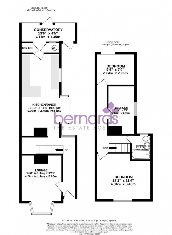 Floor Plan Image for 3 Bedroom Terraced House to Rent in Ripley Grove, Portsmouth