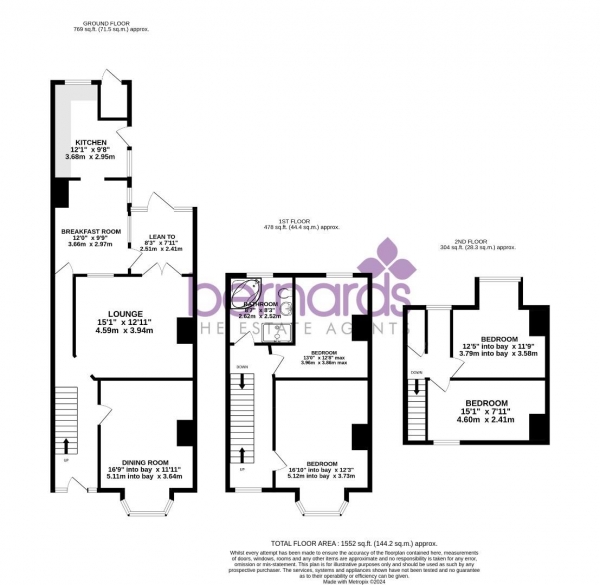 Floor Plan Image for 4 Bedroom Terraced House for Sale in Oriel Road, Portsmouth