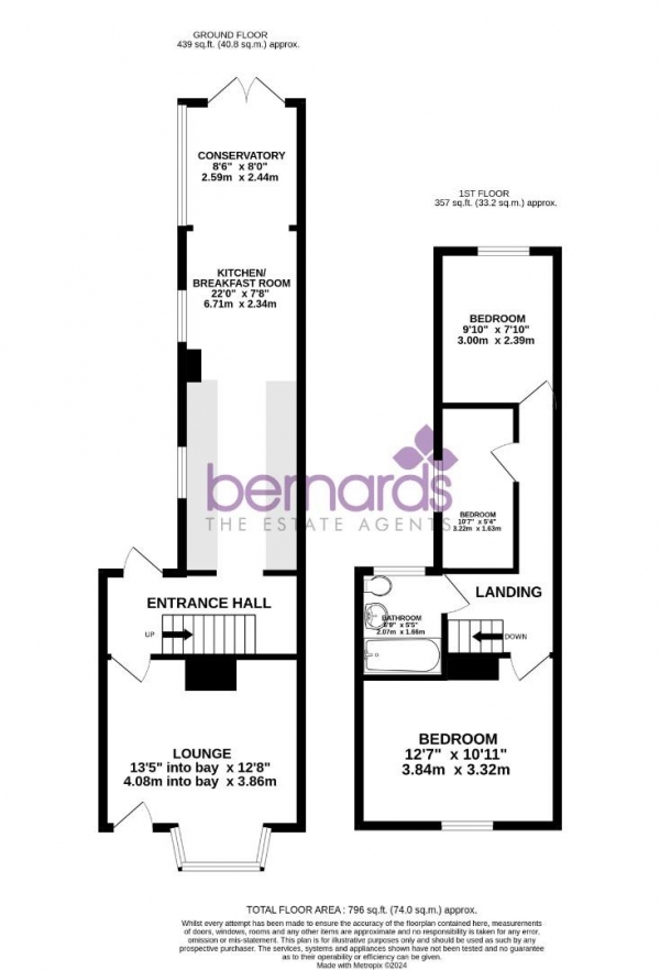 Floor Plan for 3 Bedroom Semi-Detached House for Sale in Farlington Road, Portsmouth, PO2, 7HT -  &pound210,000