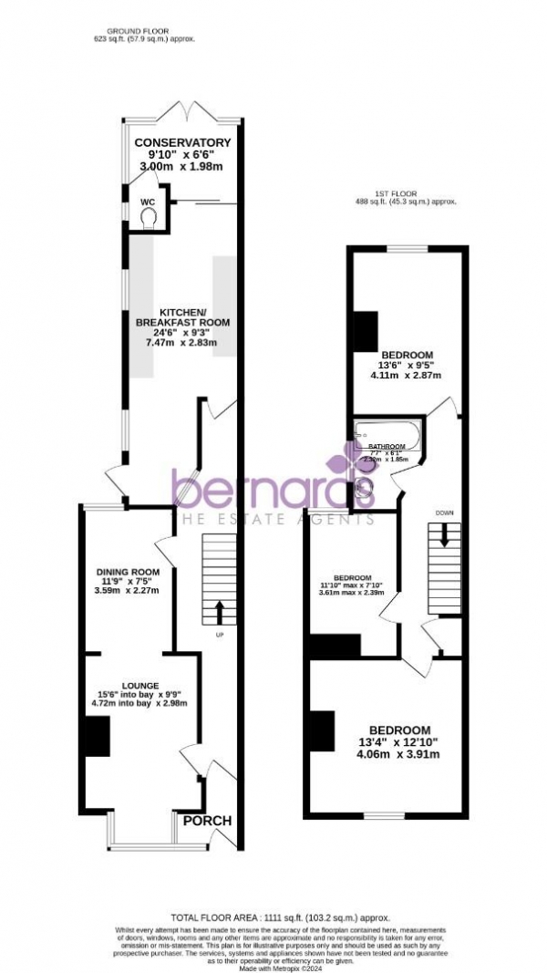 Floor Plan for 3 Bedroom Terraced House for Sale in Lyndhurst Road, Portsmouth, PO2, 0ED - Offers Over &pound250,000