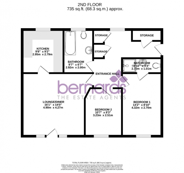 Floor Plan Image for 2 Bedroom Flat for Sale in Claremont Road, Portsmouth