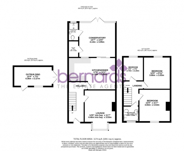 Floor Plan for 3 Bedroom End of Terrace House for Sale in Winton Road, Portsmouth, PO2, 0JU - Guide Price &pound325,000