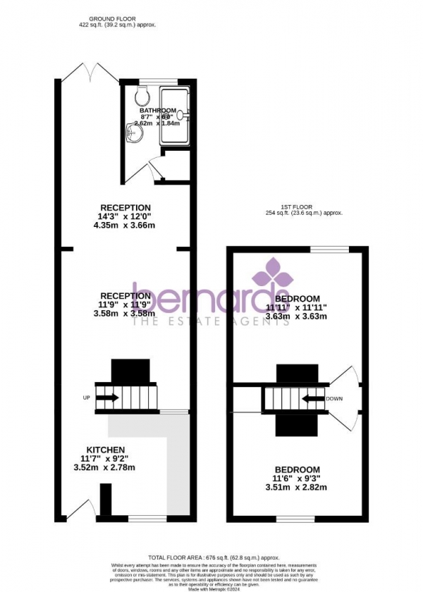 Floor Plan for 2 Bedroom Terraced House for Sale in Balliol Road, Portsmouth, PO2, 7PR - Guide Price &pound220,000