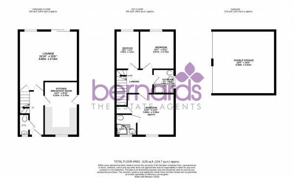 Floor Plan for 3 Bedroom End of Terrace House for Sale in Buckby Lane, Portsmouth, PO3, 5UY - Guide Price &pound370,000