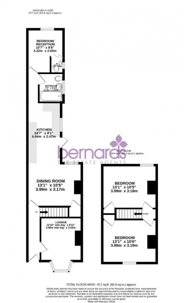 Floor Plan for 2 Bedroom Terraced House for Sale in Byron Road, Portsmouth, PO2, 7RZ - Offers Over &pound200,000