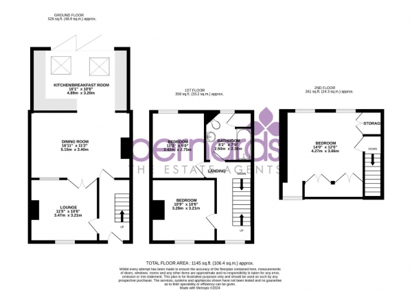 Floor Plan for 3 Bedroom Terraced House for Sale in Silchester Road, Portsmouth, PO3, 6NU -  &pound290,000