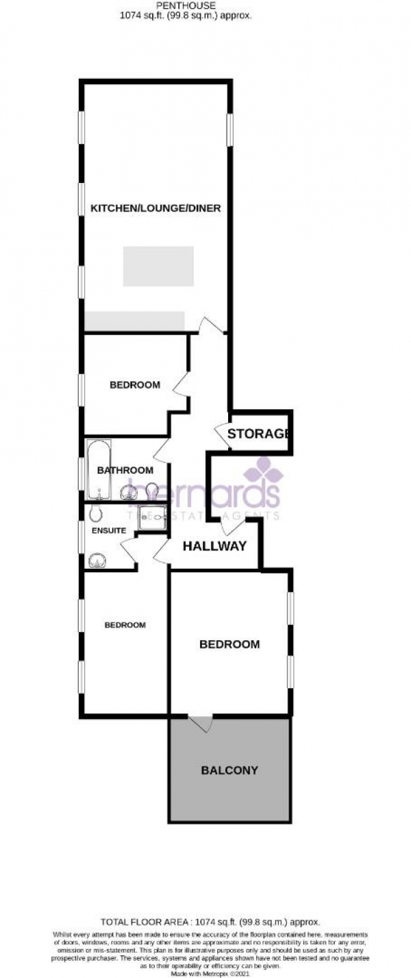 Floor Plan Image for 3 Bedroom Penthouse to Rent in High Street, Cosham