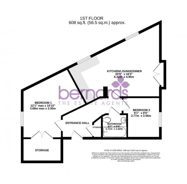 Floor Plan Image for 2 Bedroom Flat for Sale in Arras Road, Portsmouth