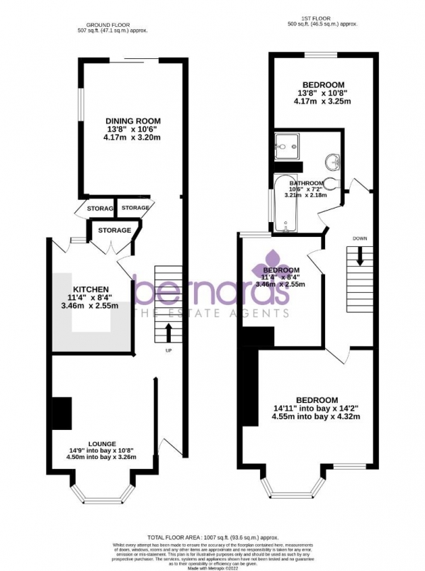 Floor Plan for 3 Bedroom Terraced House for Sale in Powerscourt Road, Portsmouth, PO2, 7JR - Guide Price &pound280,000