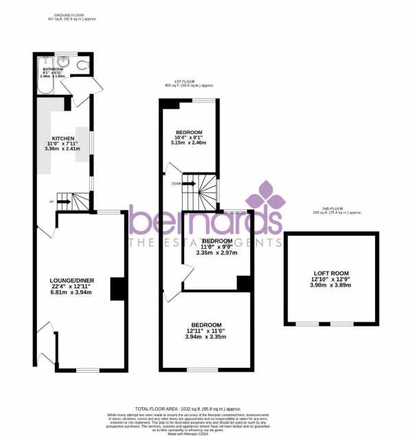 Floor Plan Image for 3 Bedroom Terraced House for Sale in Adames Road, Portsmouth