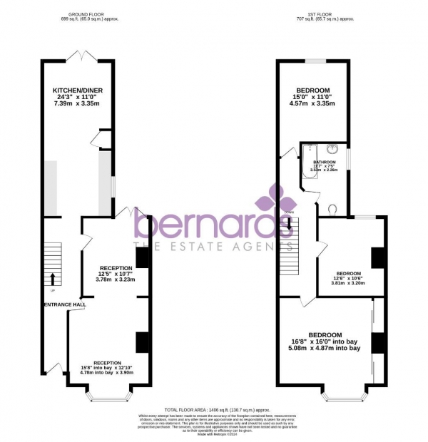 Floor Plan for 3 Bedroom Terraced House for Sale in Wadham Road, Portsmouth, PO2, 9ED - Offers Over &pound325,000