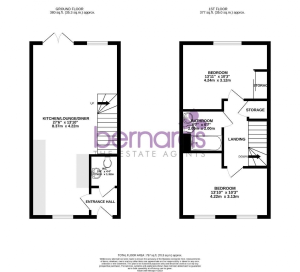 Floor Plan Image for 2 Bedroom Property to Rent in Chalk Way, Drayton, Portsmouth