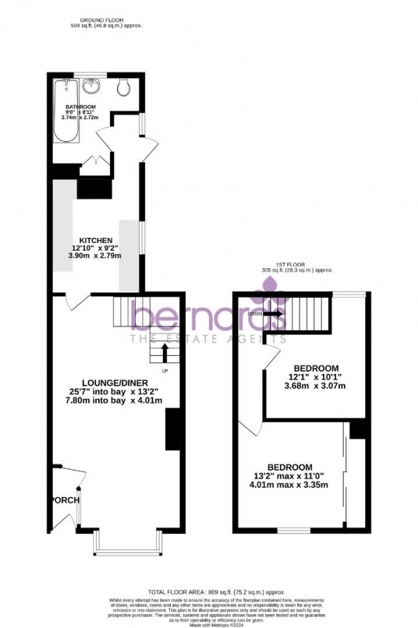 Floor Plan for 2 Bedroom Terraced House for Sale in Shearer Road, Portsmouth, PO1, 5LL - Offers Over &pound200,000