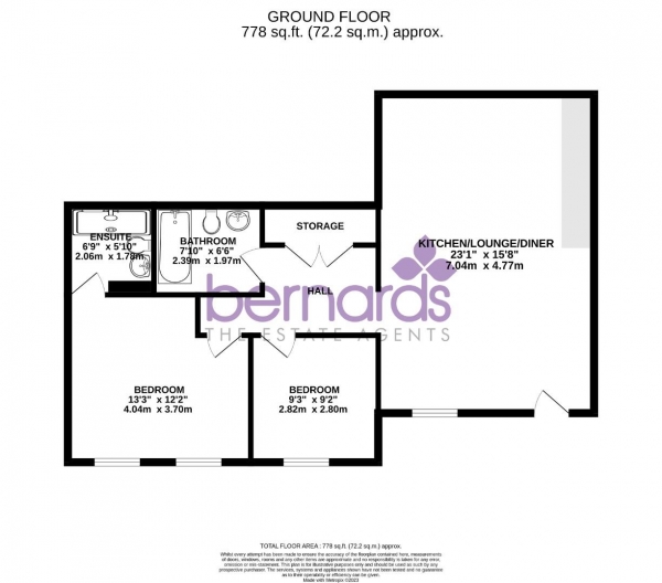 Floor Plan Image for 2 Bedroom Flat to Rent in Radial House, Governors Walk