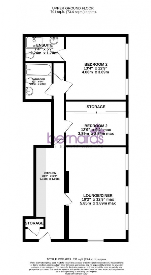 Floor Plan for 2 Bedroom Flat for Sale in Governors Walk, Portsmouth, PO3, 6LT - Guide Price &pound275,000