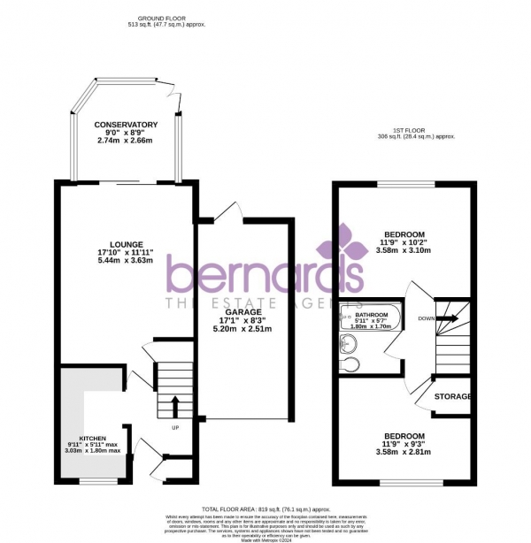 Floor Plan for 2 Bedroom Semi-Detached House for Sale in Kipling Road, Portsmouth, PO2, 9NH -  &pound320,000