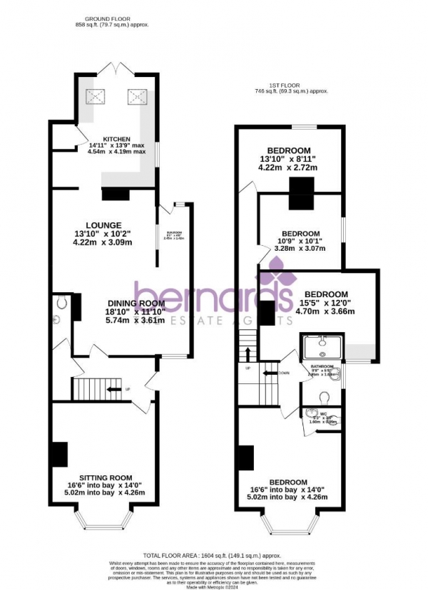 Floor Plan for 4 Bedroom Property for Sale in Gladys Avenue, Portsmouth, PO2, 9AZ - Offers Over &pound400,000