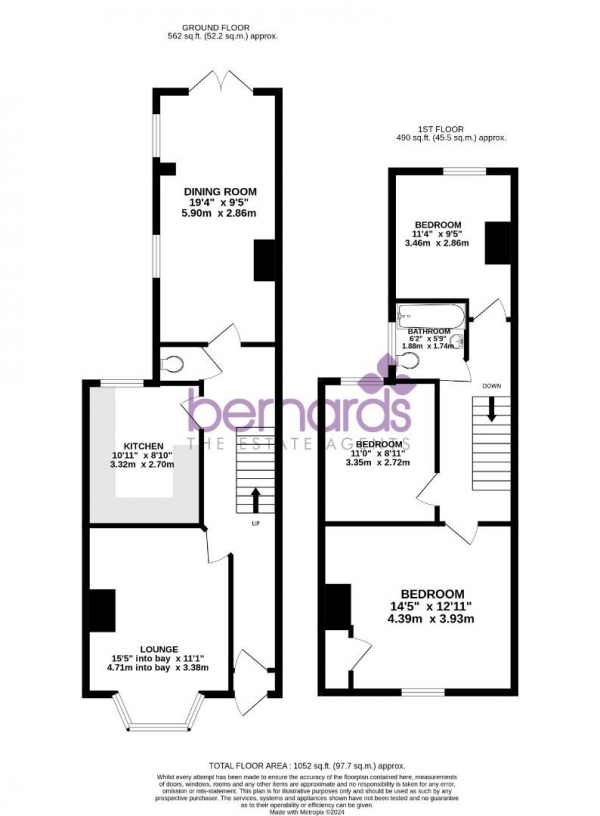 Floor Plan Image for 3 Bedroom Terraced House for Sale in Copythorn Road, Portsmouth