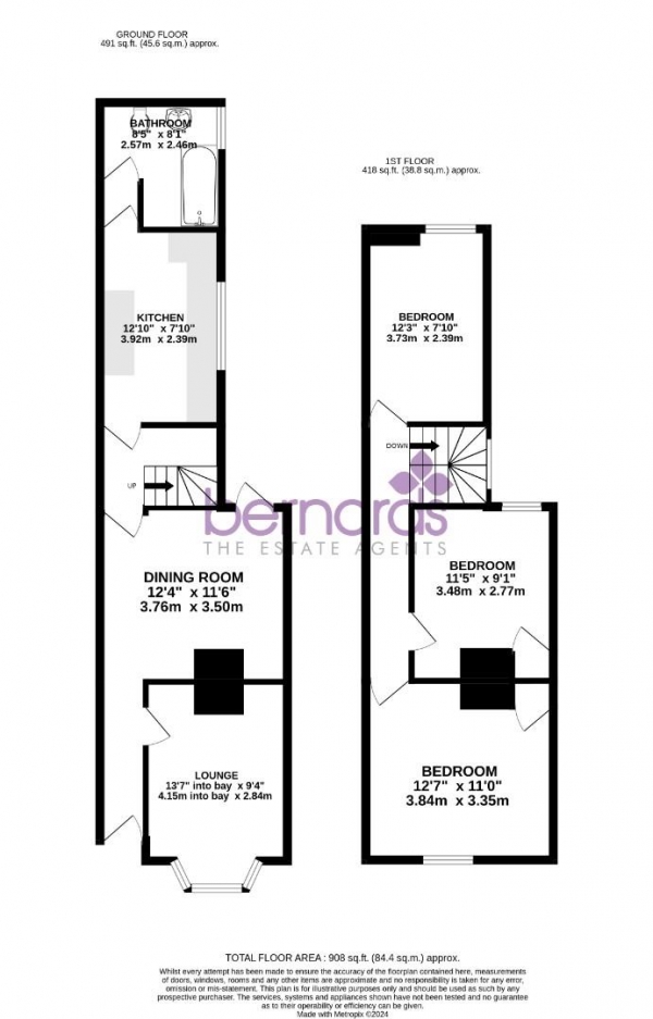 Floor Plan for 3 Bedroom Terraced House for Sale in Clive Road, Portsmouth, PO1, 5JP - Guide Price &pound260,000