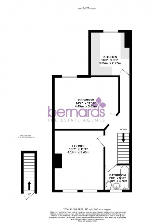 Floor Plan Image for 1 Bedroom Flat to Rent in Copnor Road, Portsmouth