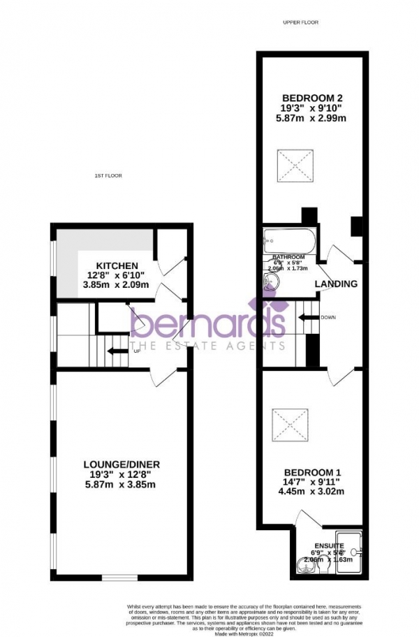 Floor Plan Image for 2 Bedroom Duplex to Rent in Radial House, Governors Walk