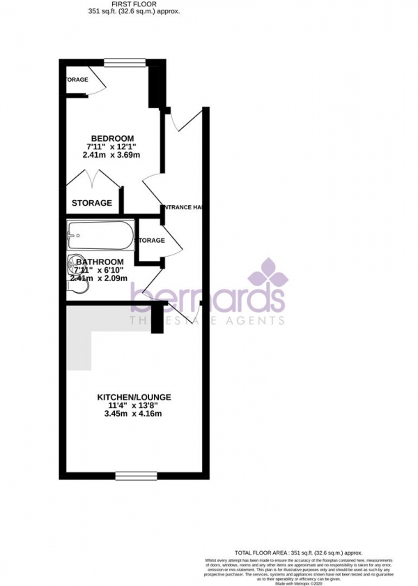 Floor Plan Image for 1 Bedroom Flat for Sale in Joseph Smitherman Court, Claremont Road, Portsmouth