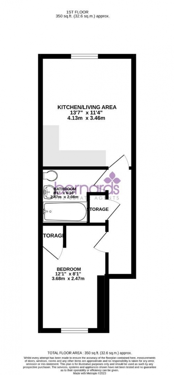 Floor Plan Image for 1 Bedroom Flat for Sale in Claremont Road, Portsmouth