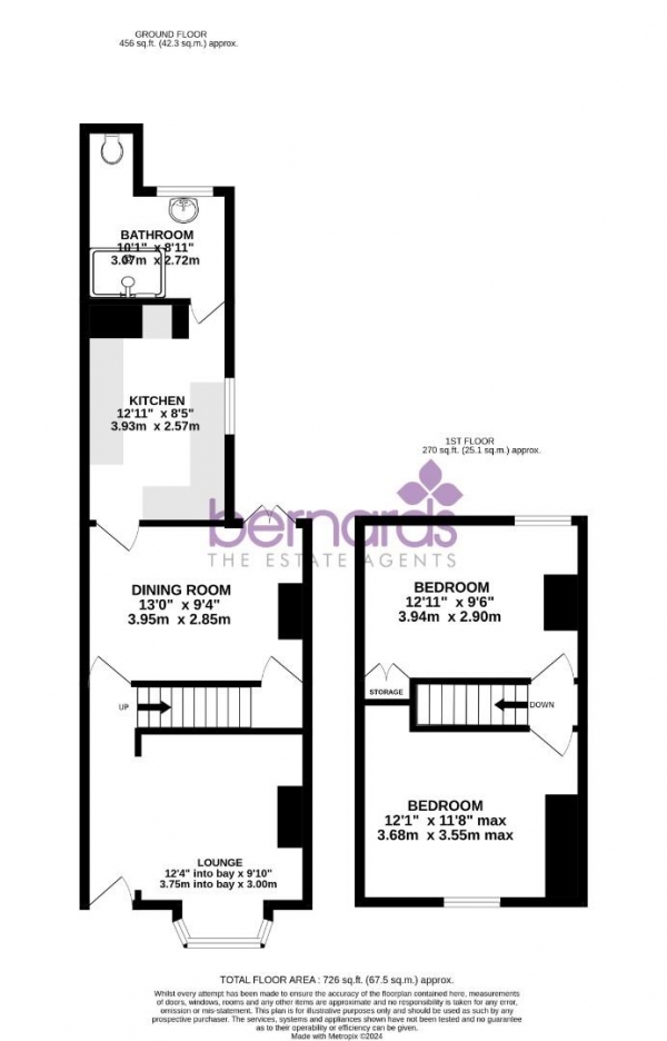 Floor Plan Image for 2 Bedroom Terraced House for Sale in Percival Road, Portsmouth