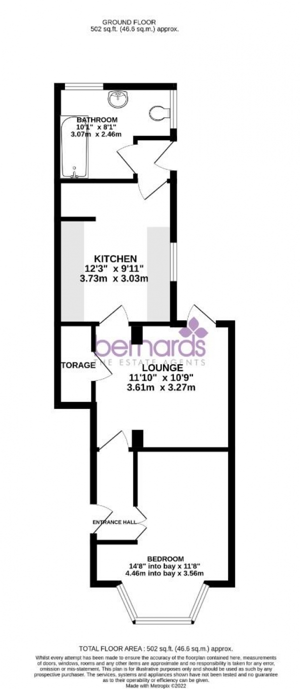 Floor Plan Image for 1 Bedroom Flat for Sale in Chichester Road, Portsmouth