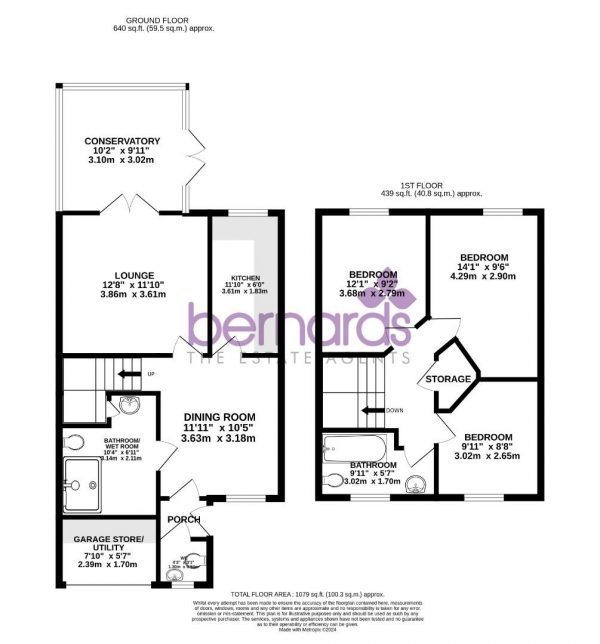 Floor Plan Image for 3 Bedroom End of Terrace House for Sale in Doyle Avenue, Portsmouth