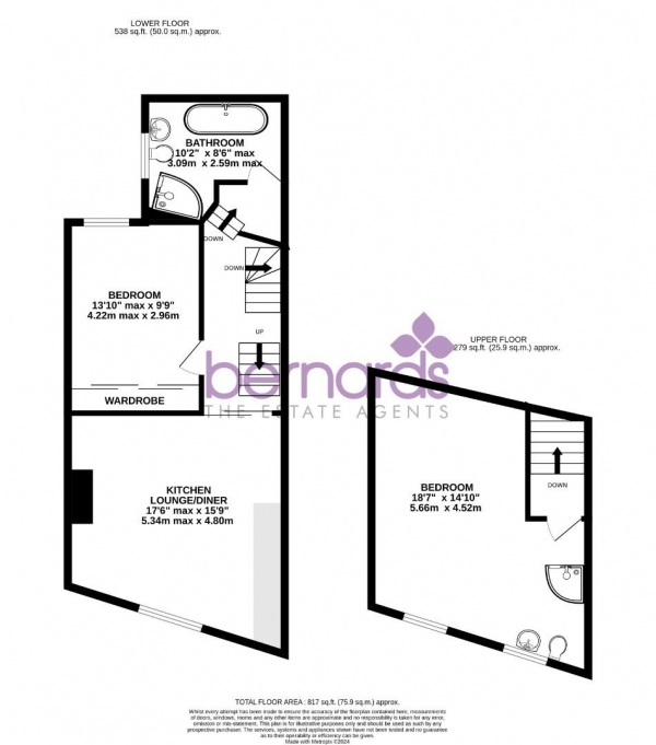 Floor Plan Image for 2 Bedroom Flat for Sale in London Road, Portsmouth